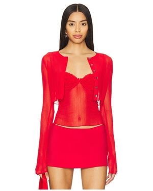 Lovers + Friends Steph Sheer Cardigan - Red