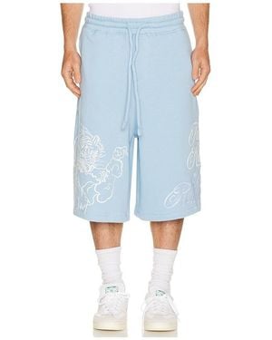 TRUE RELIGION Tiger Script Mikey Fleece Shorts - Blue