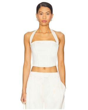 Fleur du Mal Satin Halter Corset Top - White