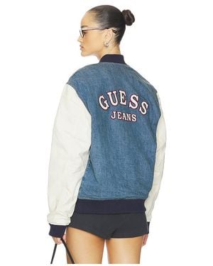 Guess Denim Letterman Jacket - Blue