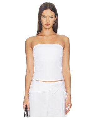Enza Costa Cotton Rib Bandeau Top - White