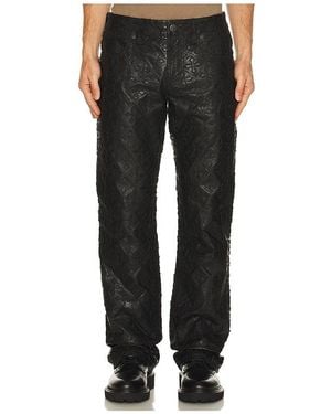 Affliction Quilted Cross Leather Pant - Black