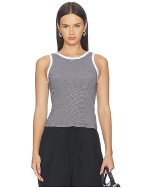 Enza Costa Cotton Mini Stripe Tank - Black