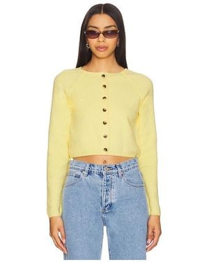 Free People Cardigan Encogido Sydney En Color Amarillo Limon Talla En - Azul