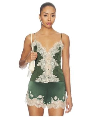 Alice + Olivia Julietta Cutaway Lace Slip Top - Green