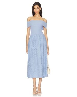 Astr Schulterfreies Mixed-Media-Kleid - Blau
