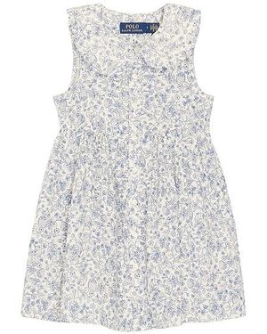 Polo Ralph Lauren Sleeveless Cotton Floral Button Shirt Dress - White