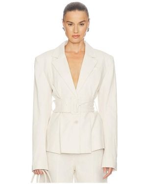 ROTATE BIRGER CHRISTENSEN Linen Suiting Blazer - White
