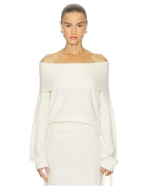 NAADAM Premium Cashmino Ribbed Draped Top - White