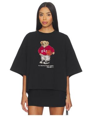 Polo Ralph Lauren Rhinestone Polo Bear Cotton Jersey Tee - Black