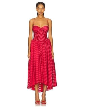 For Love & Lemons Burnout Stripe Maxi Dress - Red