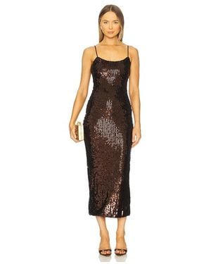 Runaway the Label Anette Sequin Midi Dress - Brown
