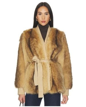 Generation Love Heloise Faux Fur Belted Wrap Jacket - Natural