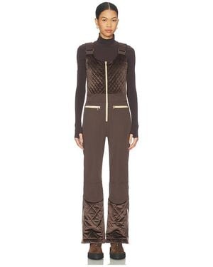 MY Sunday Ski Quilted Velvet Ski Overall - Brown