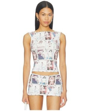 1XBLUE Playing Card Tank - White