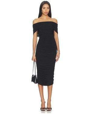 Norma Kamali Sleeveless Cowl Neck Side Shirred Dress Below Knee - Black