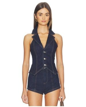 MORE TO COME Eleshia Denim Vest - Blue