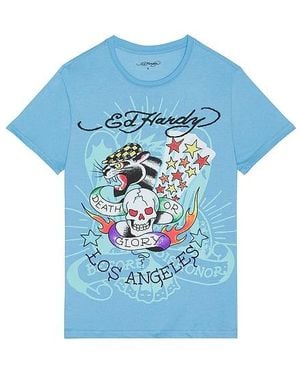 Ed Hardy Skull Panther Tシャツ - ブルー