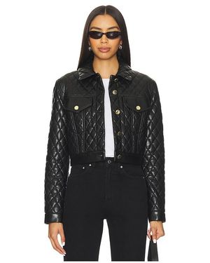 Alice + Olivia Chloe Quilted Faux Leather Jacket - Black