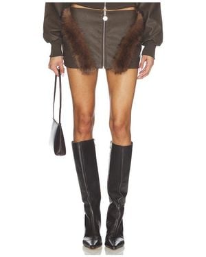 OW Collection Bela Faux Fur Mini Skirt - Black