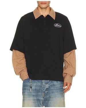 we11done Polo Layered Shirt en Black - Noir
