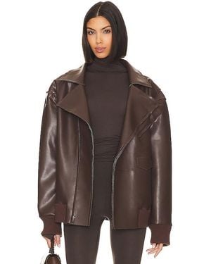 Norma Kamali Oversized Moto Jacket - Brown