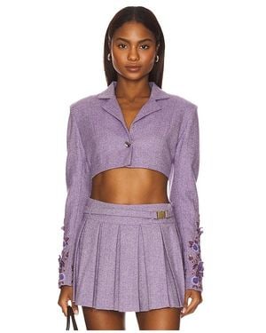 La Fuori Georgiana Tweed Mini Jacket - Purple