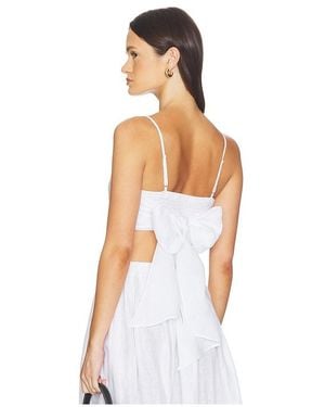 Susana Monaco Solid Linen Tie Back Top - White