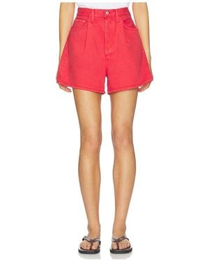 Agolde Rhoda Pleated A-Line Shorts - Red