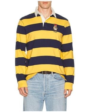 Polo Ralph Lauren Long Sleeve Jersey Knit Society Bear Rugby Shirt - Multicolour