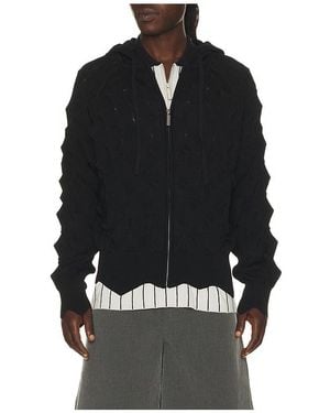 MADFRENZY Spiked Slim Zip Up Hoodie - Black