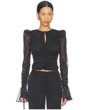 ROTATE BIRGER CHRISTENSEN Chiffon Ruched Top - Black