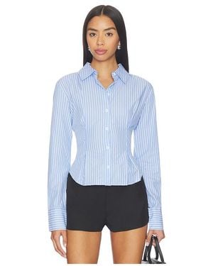 ALL THE WAYS Ellie Button Up Top - Blue