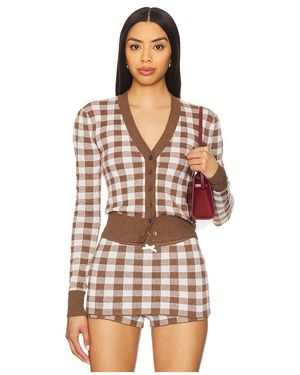 For Love & Lemons Gingham Knit Cardigan - ブラウン