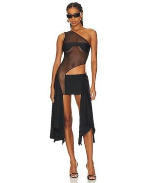 Sketch-Y Tricot Mesh Dress - Black