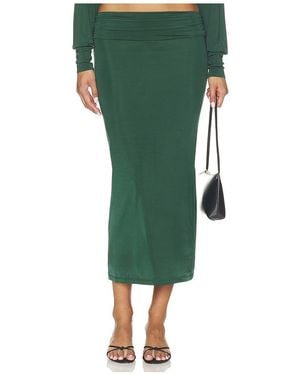 ÉTERNE Elsa Liquid Jersey Midi Skirt - Green