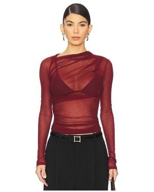 Enza Costa Long Sleeve Slash Top - Red