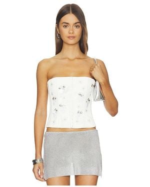 GUIZIO Embellished Satin Corset - White