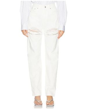Area Crystal Fray Slit Jean - White