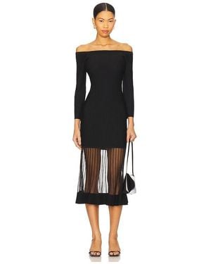 MILLY Ots Sheer Knit Midi Dress - Schwarz