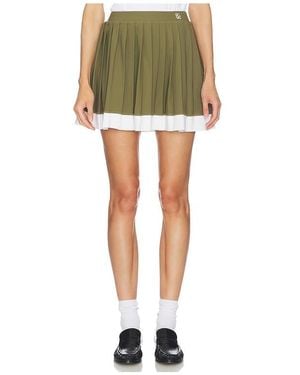 Khalhon Coastal Swing Pleated Skirt - Green