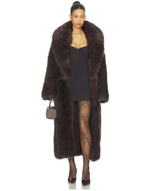WeWoreWhat Long Faux Fur Jacket - Black