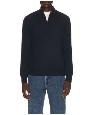 Soft Goat Half Zip Jumper - Blue