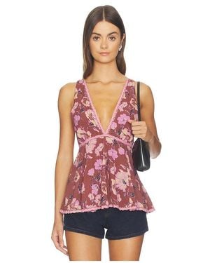 Free People Rome Printed Tank En Color Marrón Talla (También En Xs, S, M, Xl) - Rojo