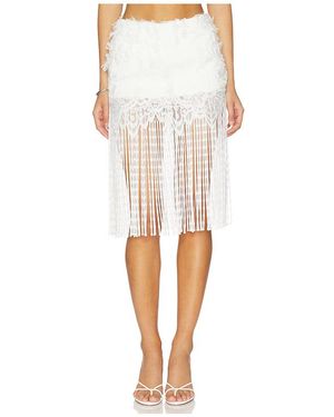 Kim Shui Fringe Skirt - White