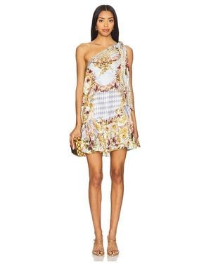 CAMILLA Vestido Corto Con Un Hombro Al Descubierto En Color Ivory,Metallic Talla En - Neutro