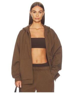WellBeing + BeingWell Murphy Oversized Full Zip Hoodie - Brown