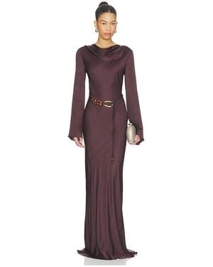 Shona Joy Agnes Long Sleeve Maxi Dress With Belt - Red