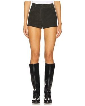 ZUT Shorts Aus Veloursleder Mit Betontem Bund - Schwarz