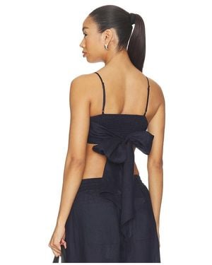 Susana Monaco Solid Linen Tie Back Top - Blue